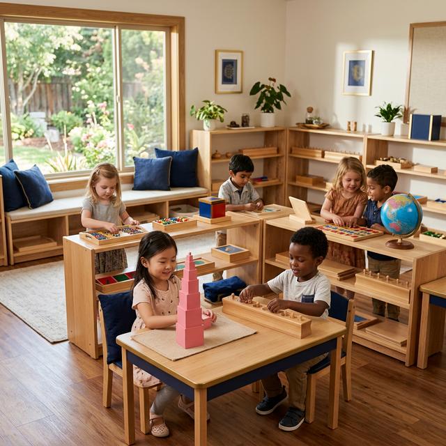 Child working with Montessori bead chain material